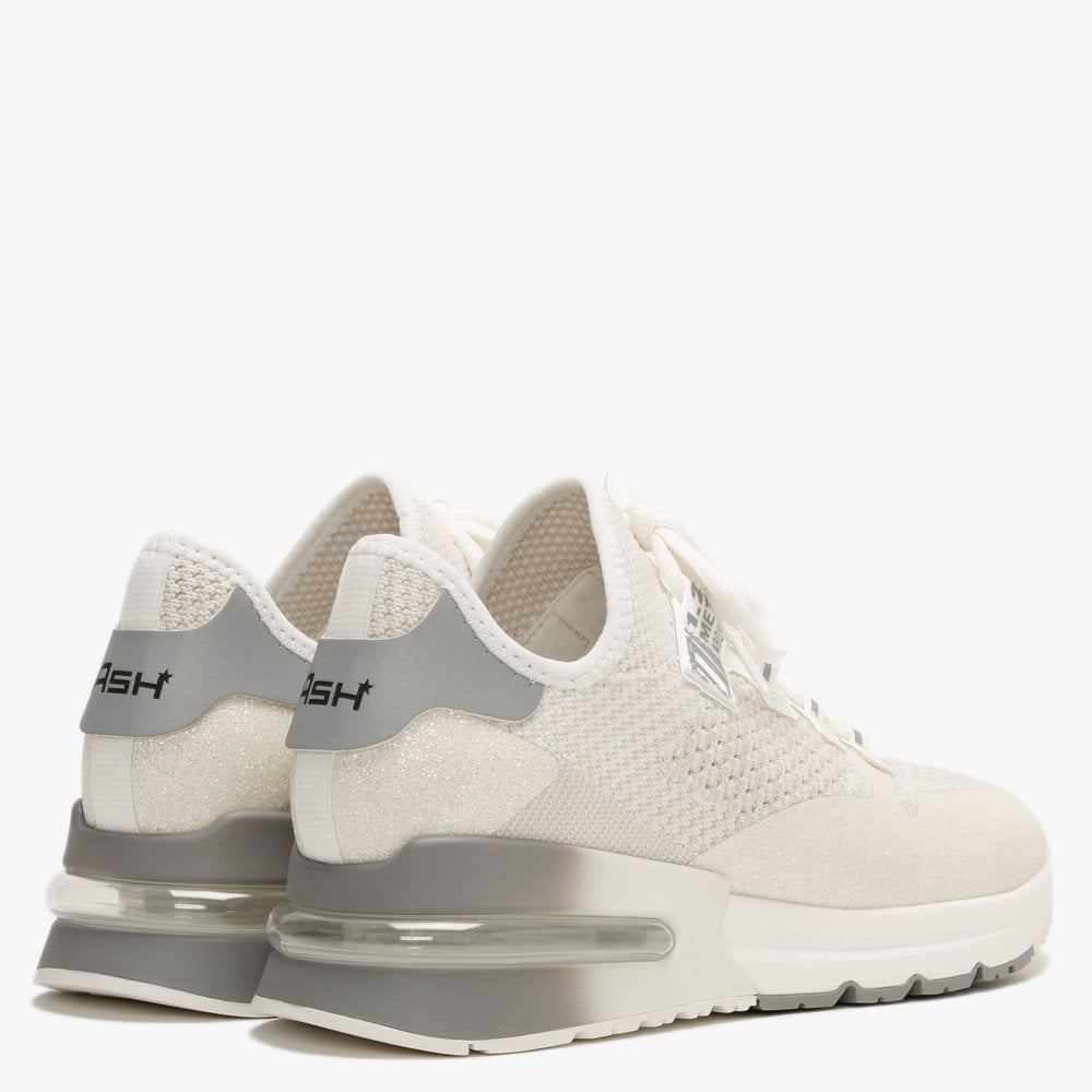 Krush Glitter White & Silver Knitted Trainers