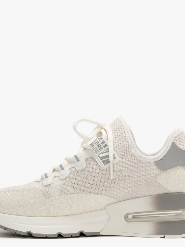 Krush Glitter White & Silver Knitted Trainers