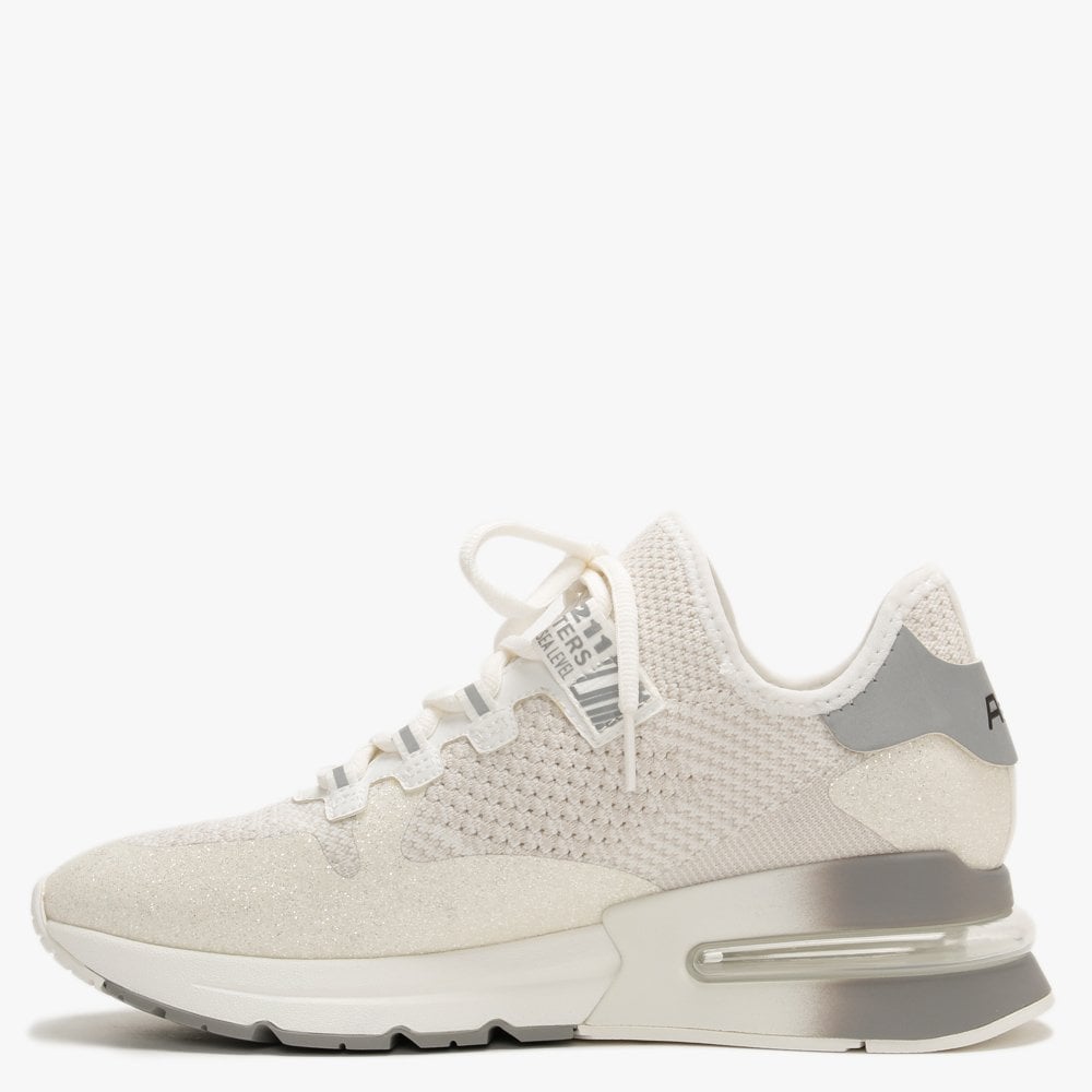 Krush Glitter White & Silver Knitted Trainers