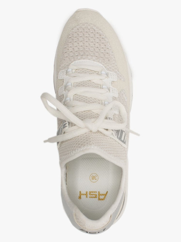 Krush Glitter White & Silver Knitted Trainers