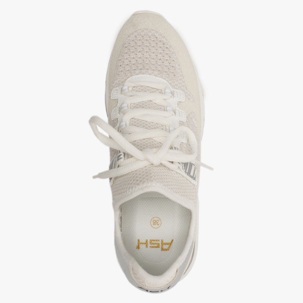 Krush Glitter White & Silver Knitted Trainers
