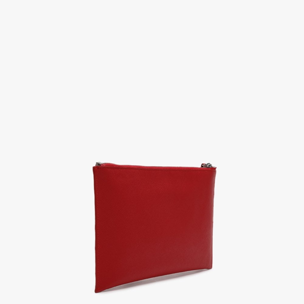 Victoria Red Textured Leather Clutch Bag