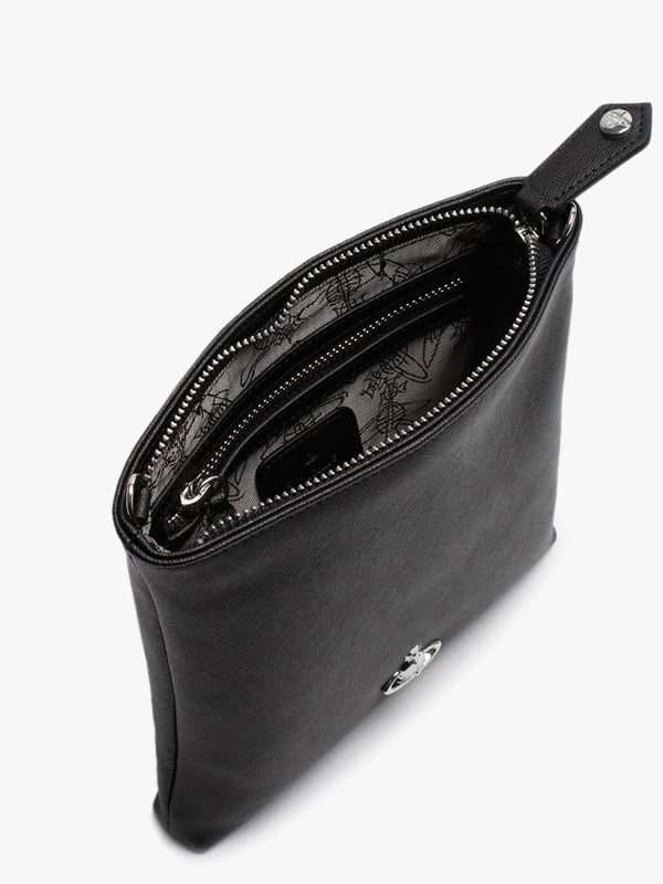 Victoria II Black Leather Square Cross-Body Bag