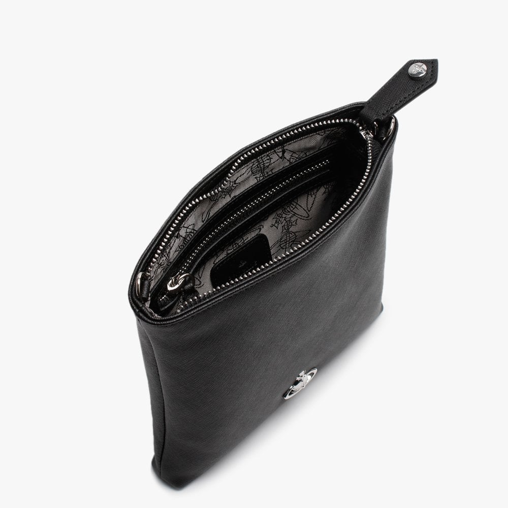 Victoria II Black Leather Square Cross-Body Bag