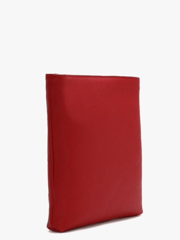 Victoria Red Leather Square Chain Cross-Body Bag