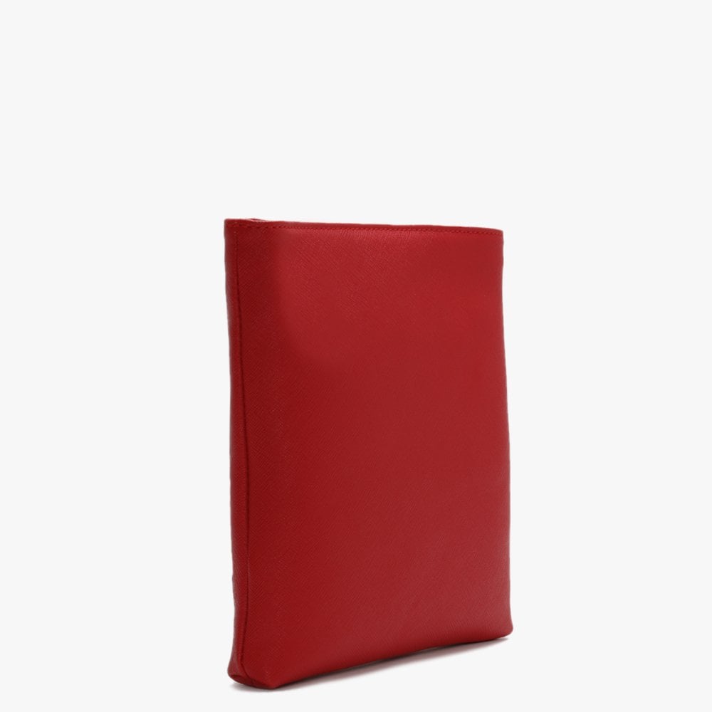 Victoria Red Leather Square Chain Cross-Body Bag