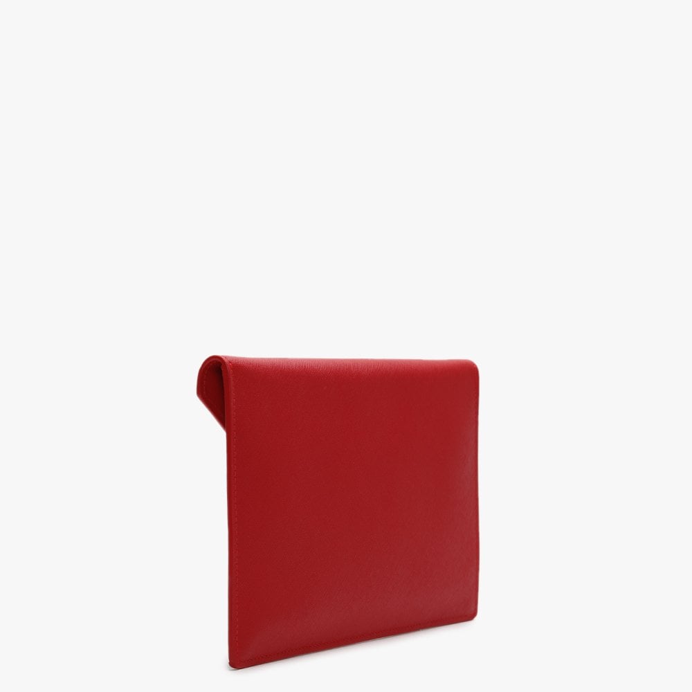 Victoria Red Leather Envelope Clutch Bag