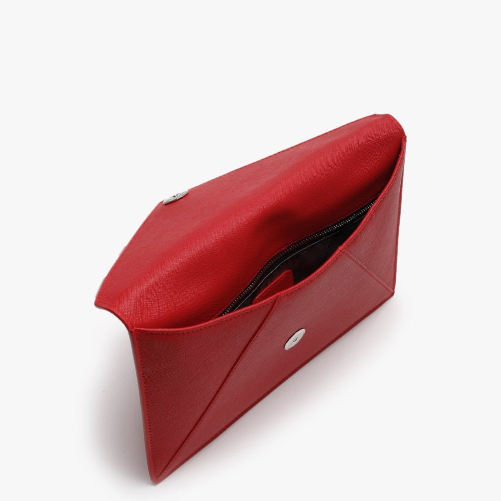 Victoria Red Leather Envelope Clutch Bag