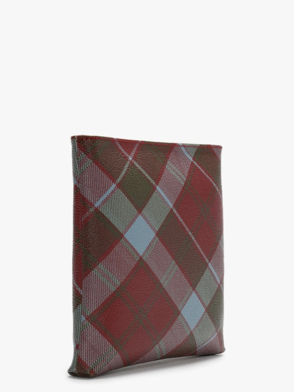Derby Red Tartan Coated Canvas Square Chain Strap Cross-Body Bag