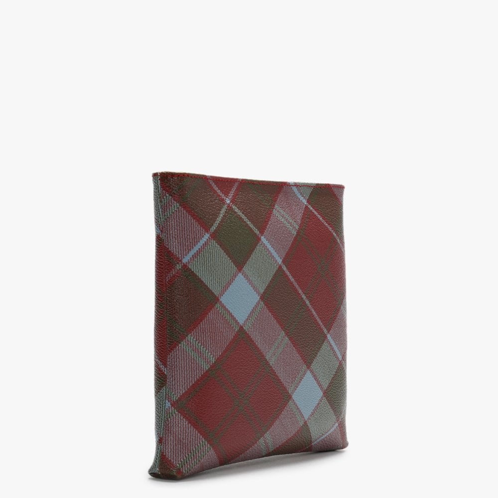 Derby Red Tartan Coated Canvas Square Chain Strap Cross-Body Bag