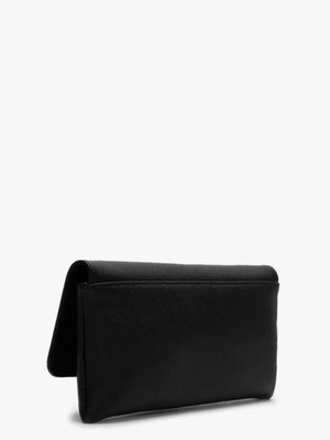 Victoria Black Saffiano Leather Clutch Bag