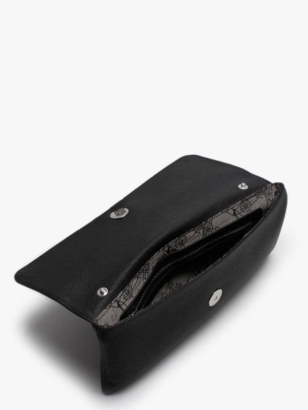 Victoria Black Saffiano Leather Clutch Bag