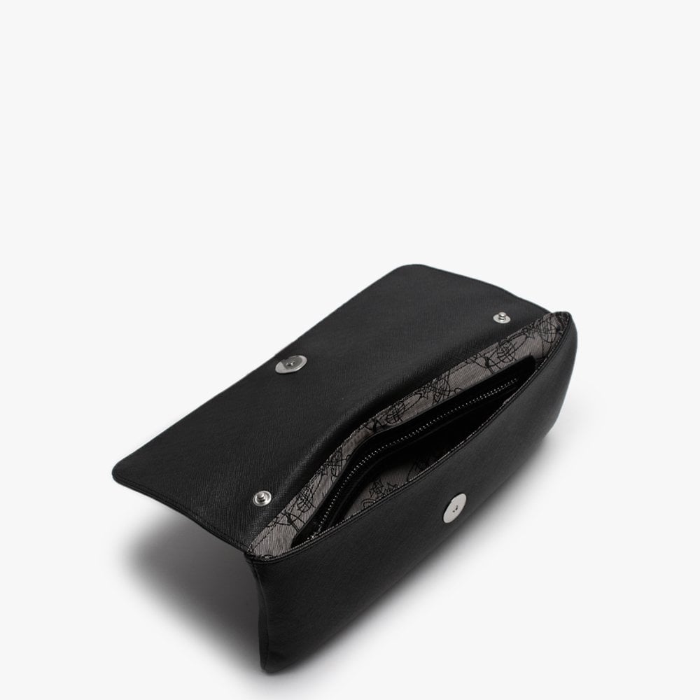 Victoria Black Saffiano Leather Clutch Bag