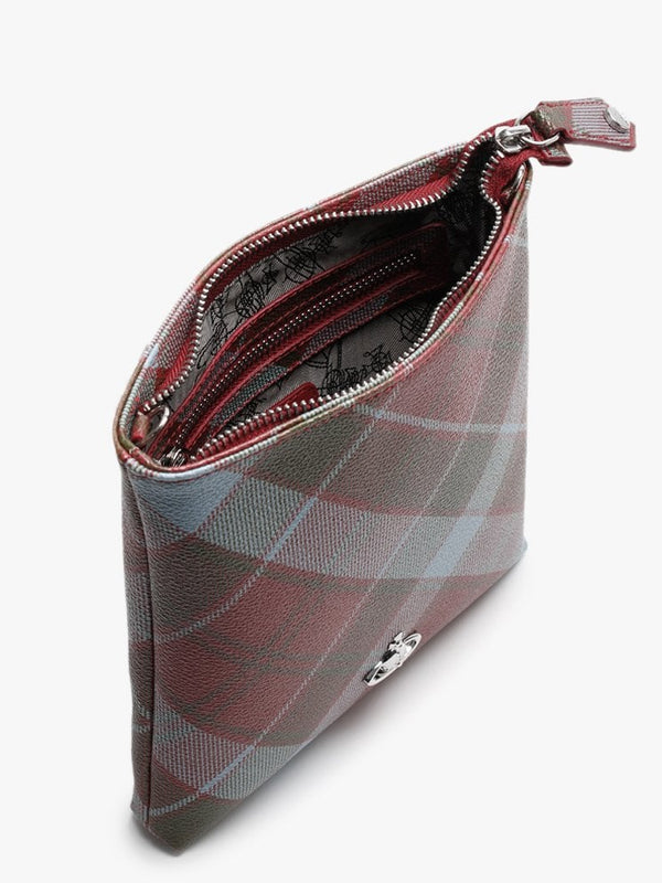 Derby Red Tartan Coated Canvas Square Cross-Body Bag