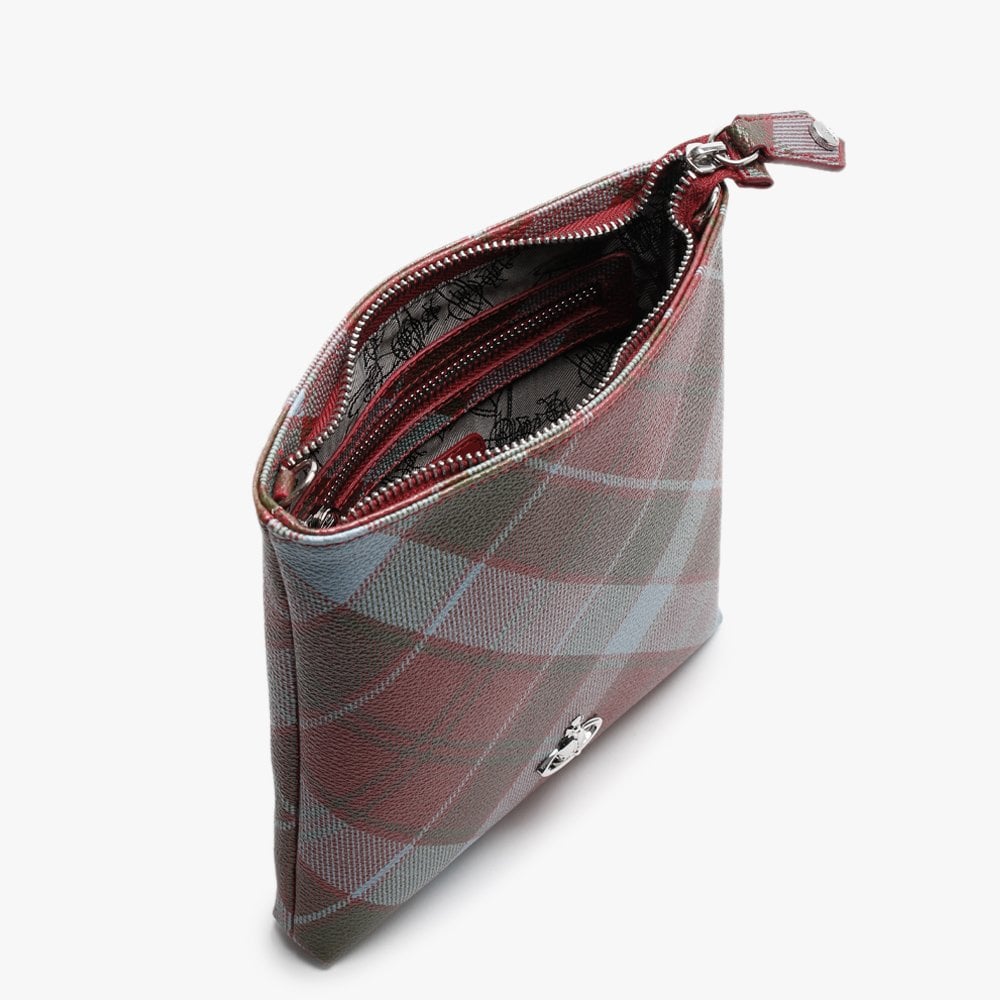 Derby Red Tartan Coated Canvas Square Cross-Body Bag
