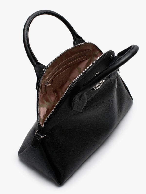 Windsor Black Pebbled Leather Dome Handbag