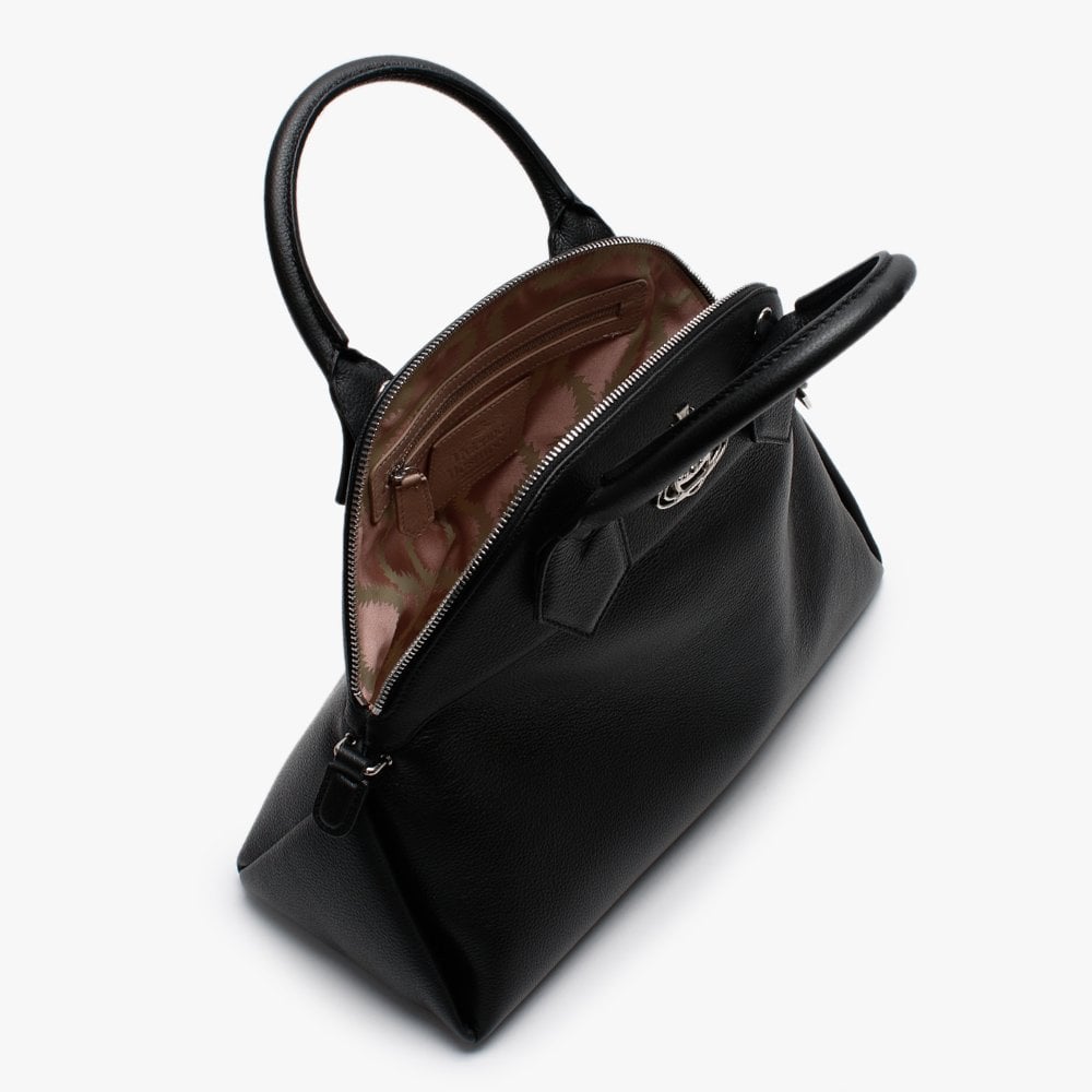 Windsor Black Pebbled Leather Dome Handbag