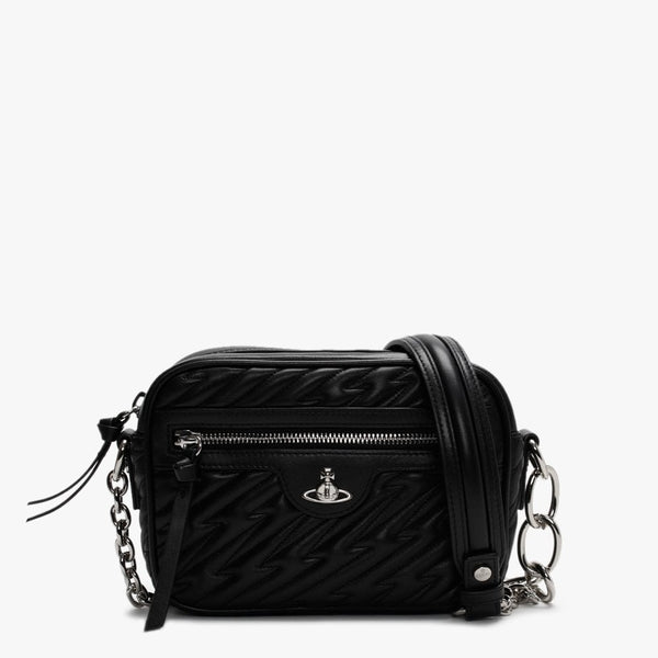 Coventry Black Leather Quilted Camera Bag