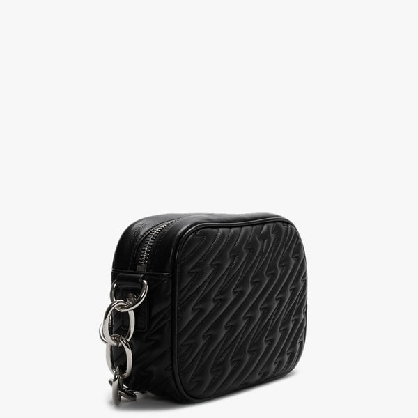 Coventry Black Leather Quilted Camera Bag
