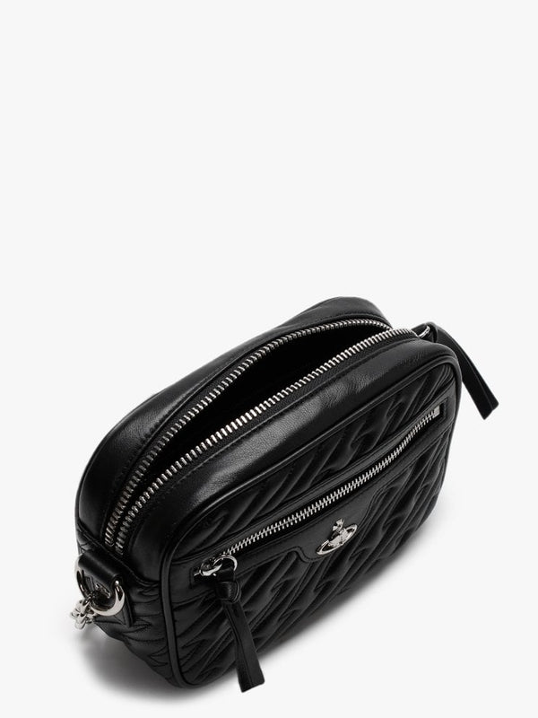 Coventry Black Leather Quilted Camera Bag