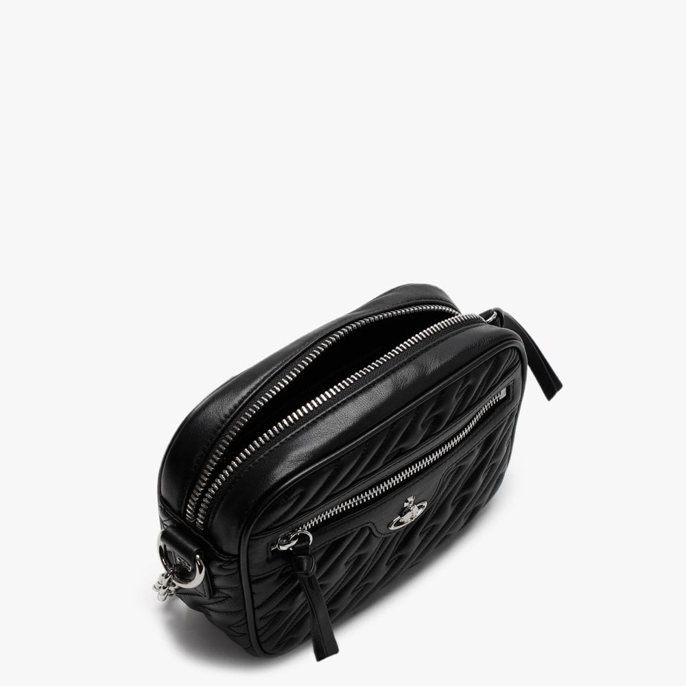 Coventry Black Leather Quilted Camera Bag