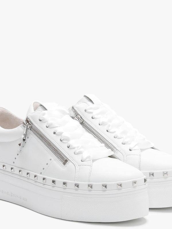 Nano White Leather Studded Chunky Trainers