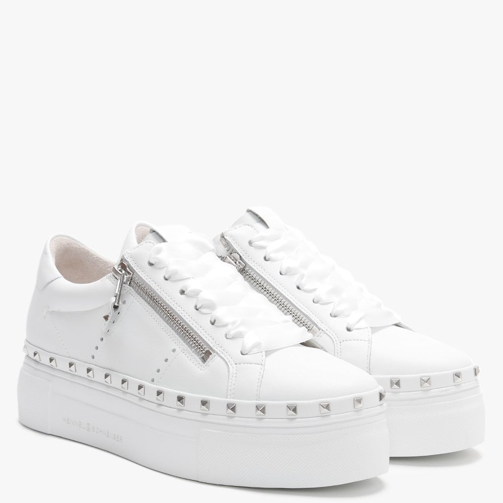 Nano White Leather Studded Chunky Trainers