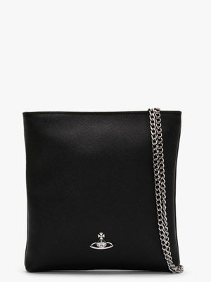 Victoria Black Leather Square Chain Cross-Body Bag