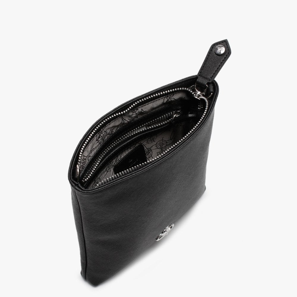 Victoria Black Leather Square Chain Cross-Body Bag