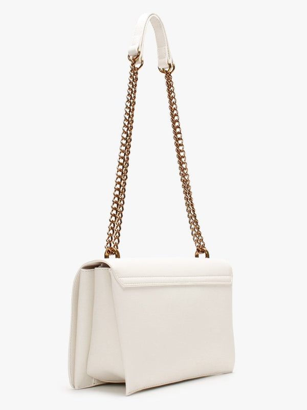Front Flap White Shoulder Bag