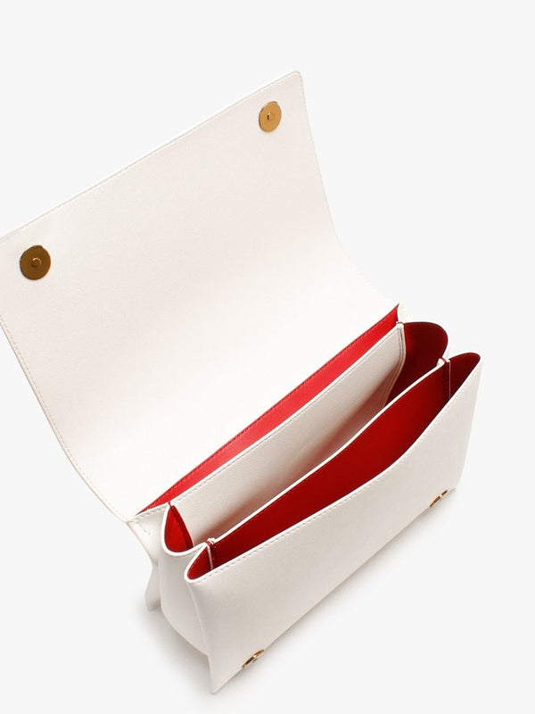 Front Flap White Shoulder Bag