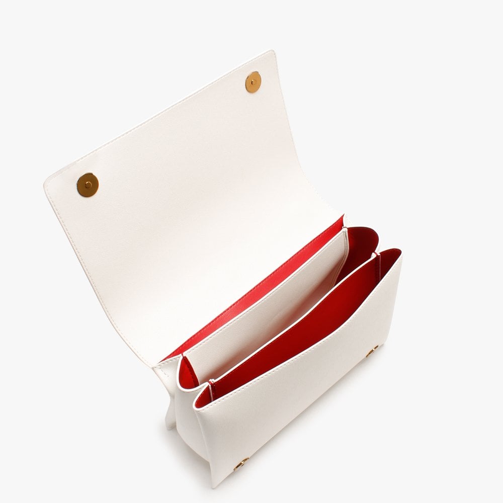 Front Flap White Shoulder Bag