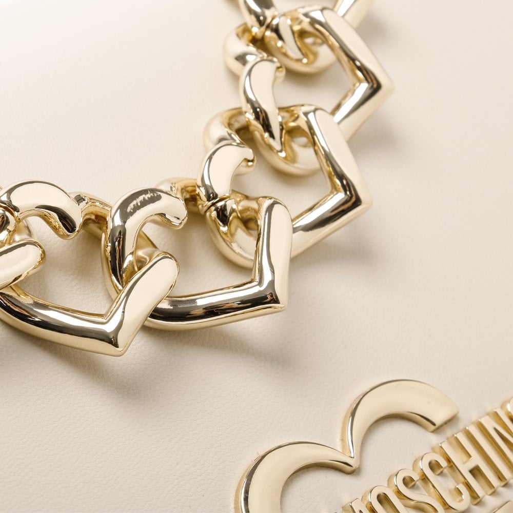 Heart Beige Chain Shoulder Bag