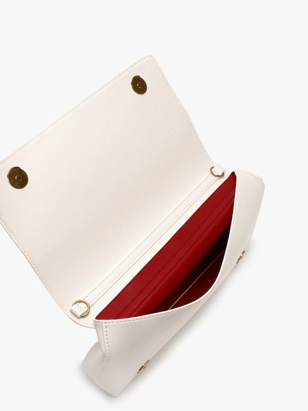 Front Flap White Cross-Body Bag