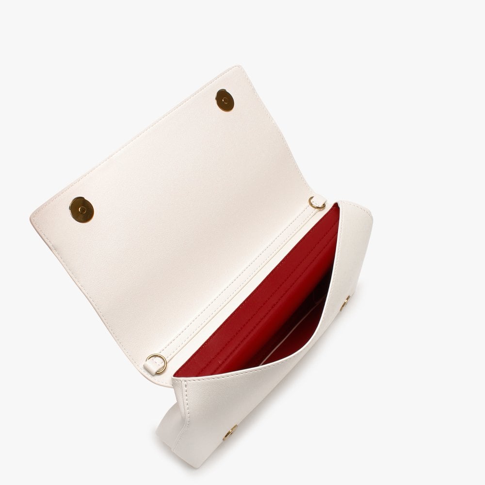 Front Flap White Cross-Body Bag