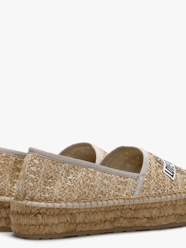 Woven Beige Logo Espadrilles