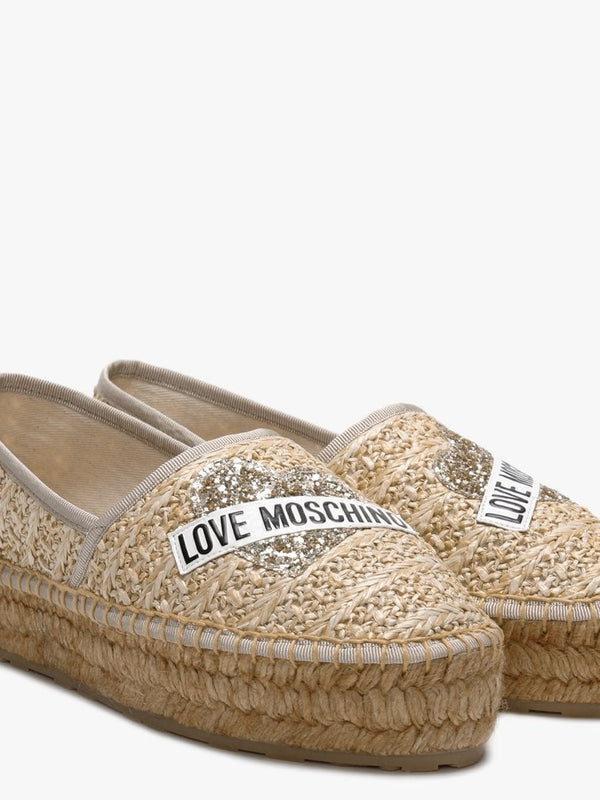 Woven Beige Logo Espadrilles