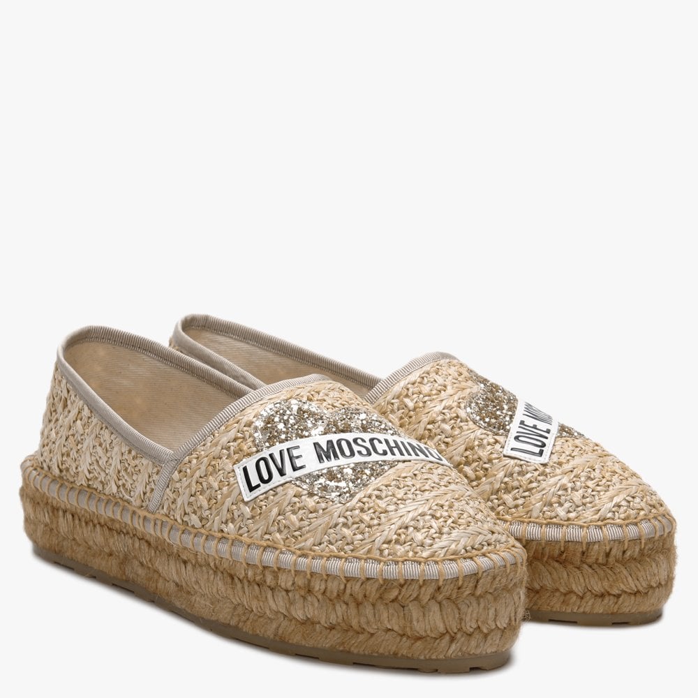 Woven Beige Logo Espadrilles