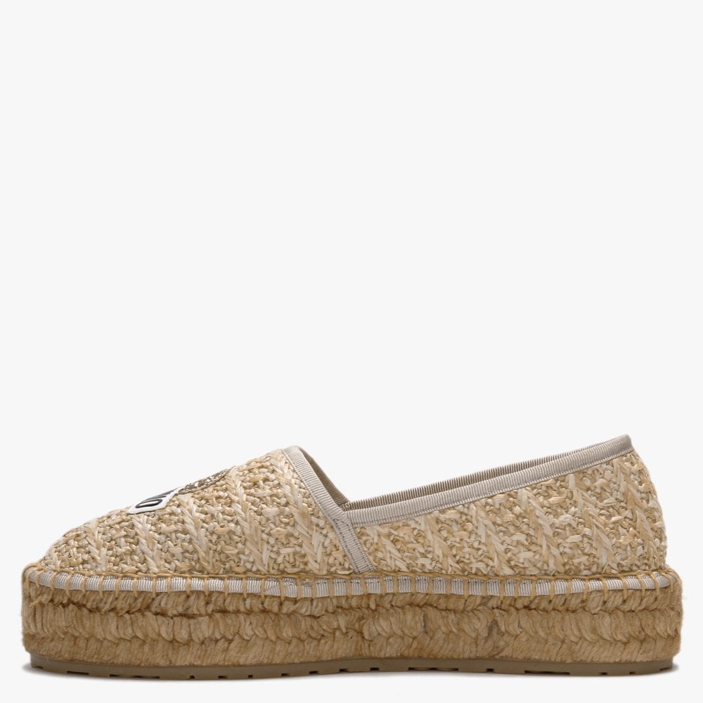 Woven Beige Logo Espadrilles
