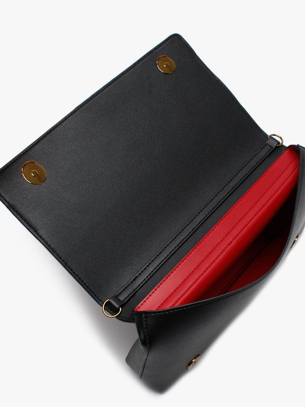 Front Flap Black Cross-Body Bag