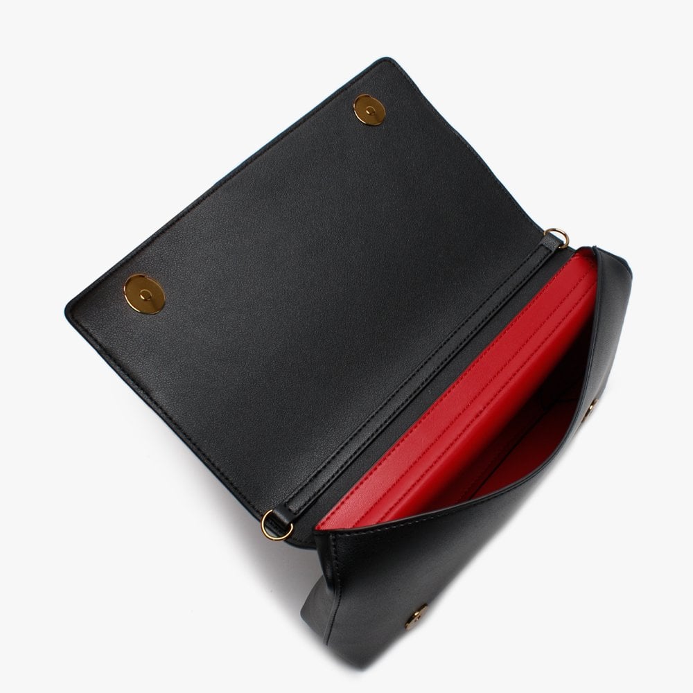 Front Flap Black Cross-Body Bag