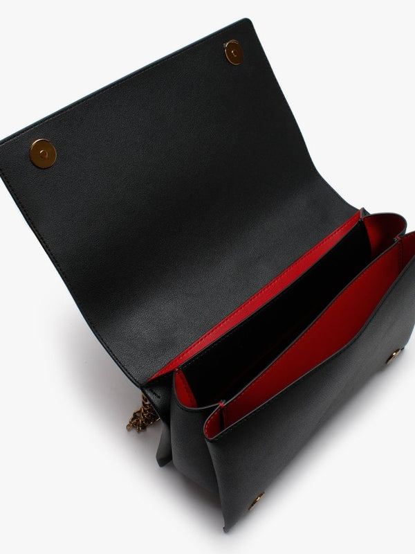 Front Flap Black Shoulder Bag