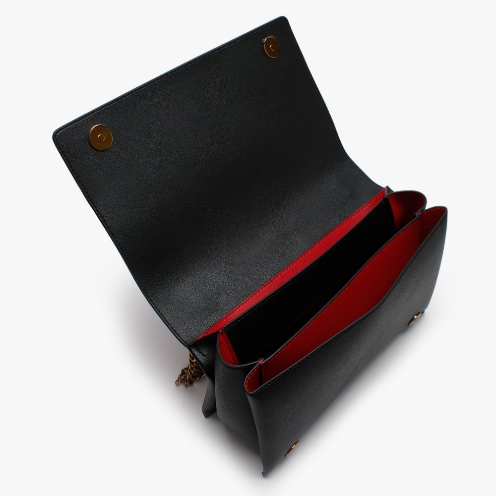 Front Flap Black Shoulder Bag