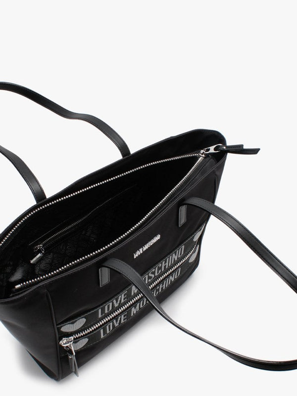 Logo Black Nylon Shopper Bag