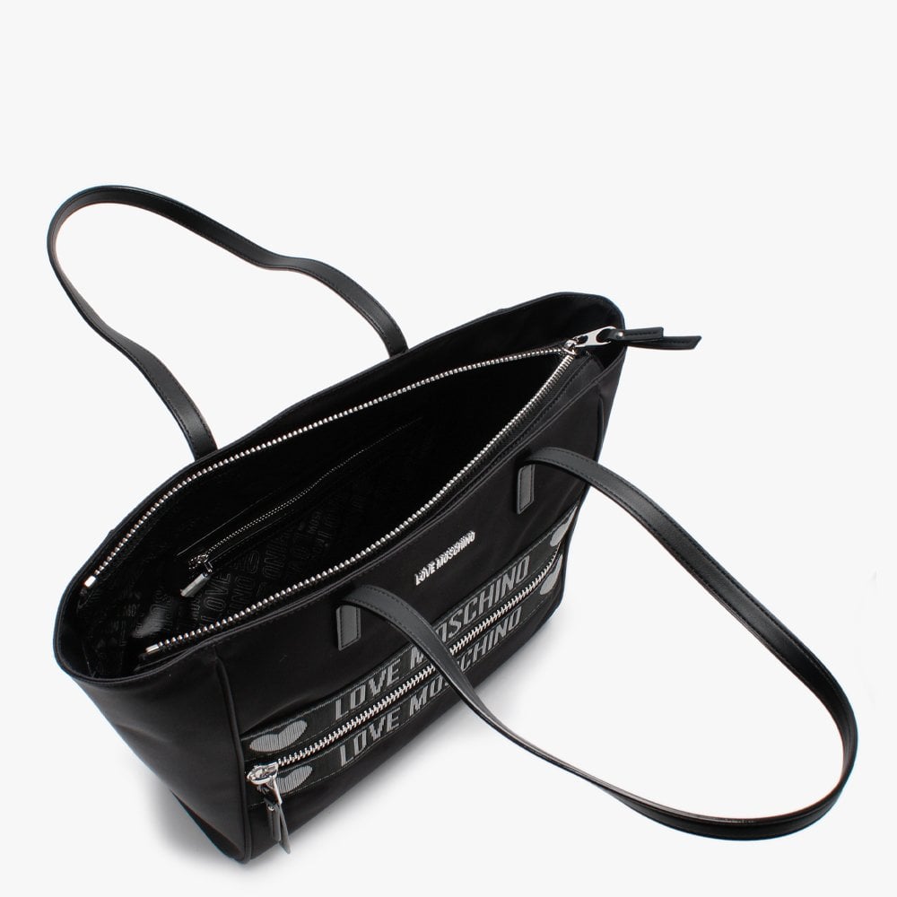 Logo Black Nylon Shopper Bag