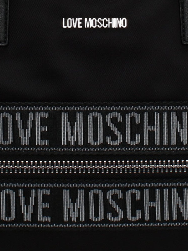 Logo Black Nylon Shopper Bag