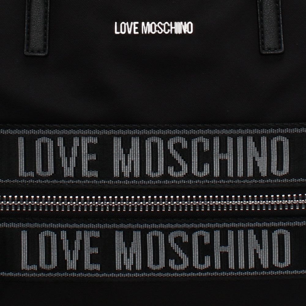 Logo Black Nylon Shopper Bag