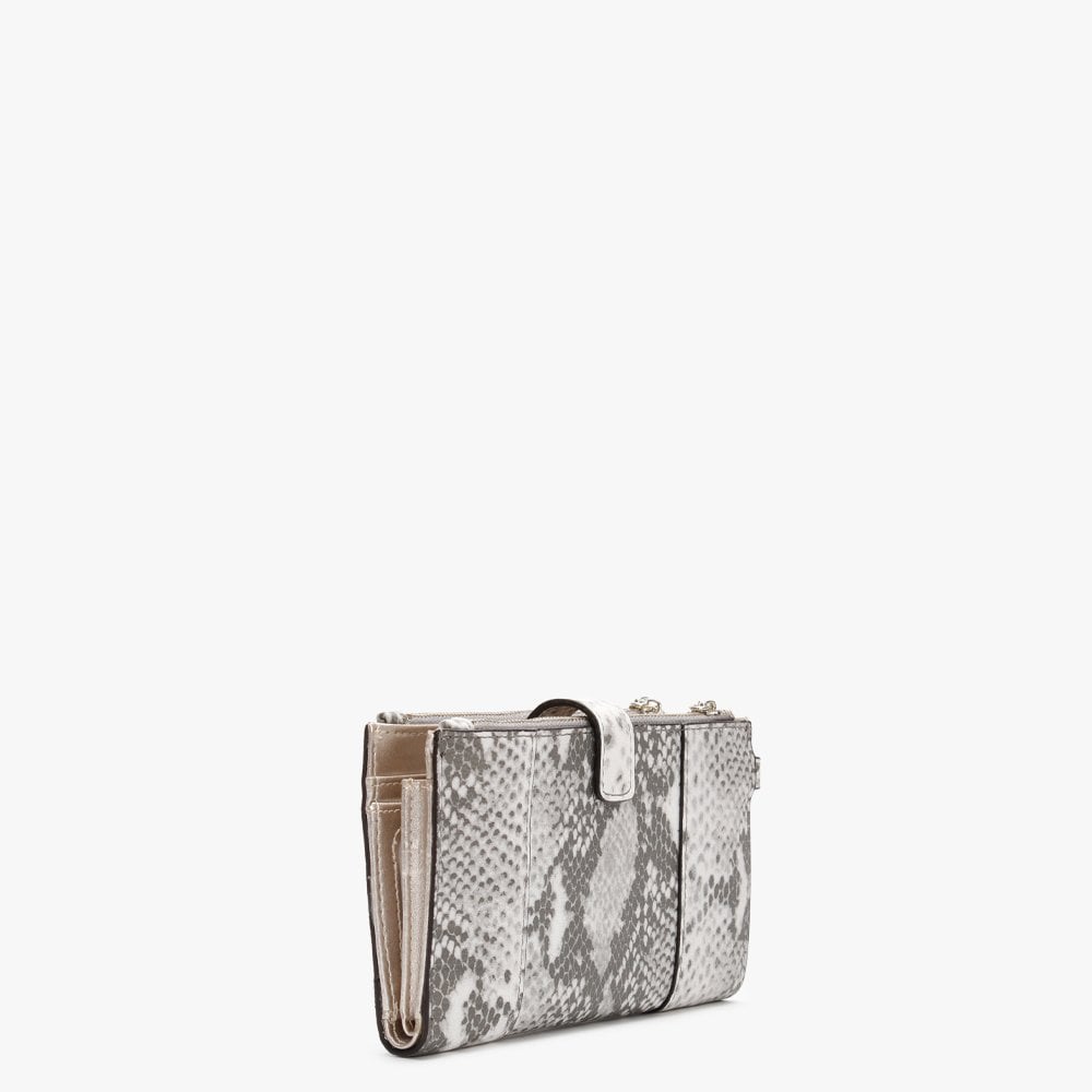 Holly Grey Reptile Zip Organizer Wallet