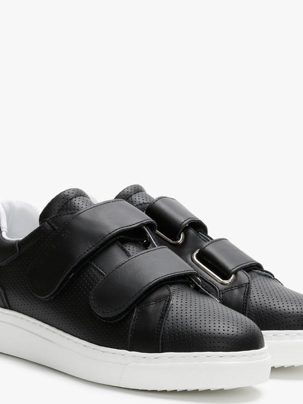 Sausica Black Leather Perforated Trainers