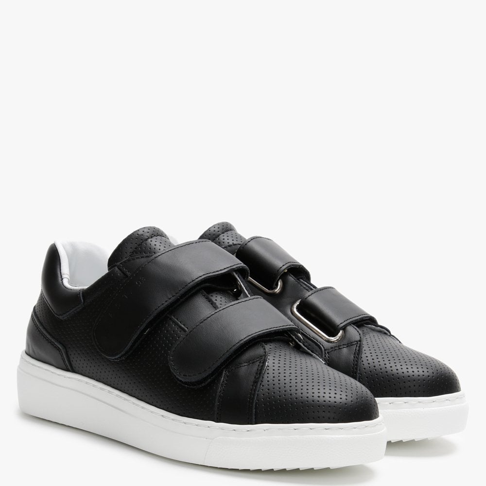 Sausica Black Leather Perforated Trainers